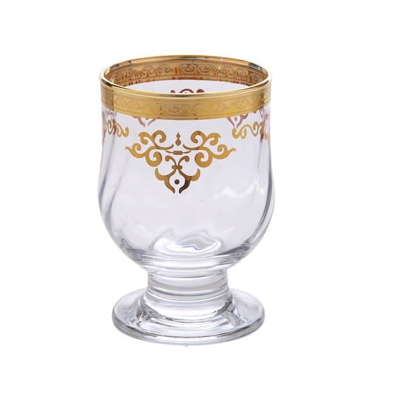 Classic Touch CWG633 Short Stem Glasses with Rich Gold Design, Set of 6