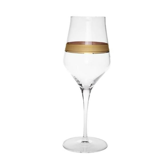 Classic Touch CWG736 Water Glasses with 14K Gold Striped Design, Set of 6 - 3.5 x 8 in.
