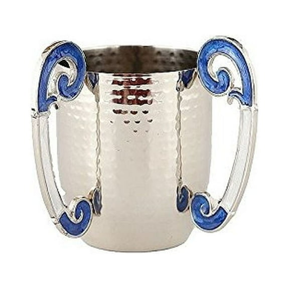 Classic Touch Decor Wash Cup Enamel Finish Blue-White