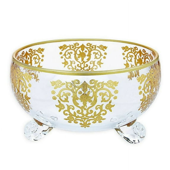Classic Touch Decor Large Bowl with Gold Design, 9"