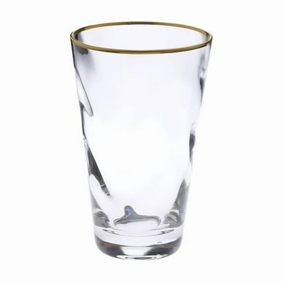 Classic Touch HBG1051 Pebble Glass Water Tumblers with Gold Rim, Set of 6