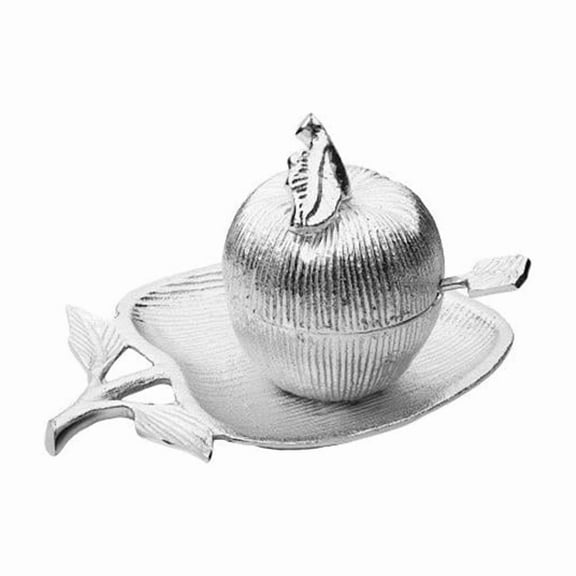 Classic Touch HD2009 Apple Shaped Dish with Removable Honey Jar, Silver