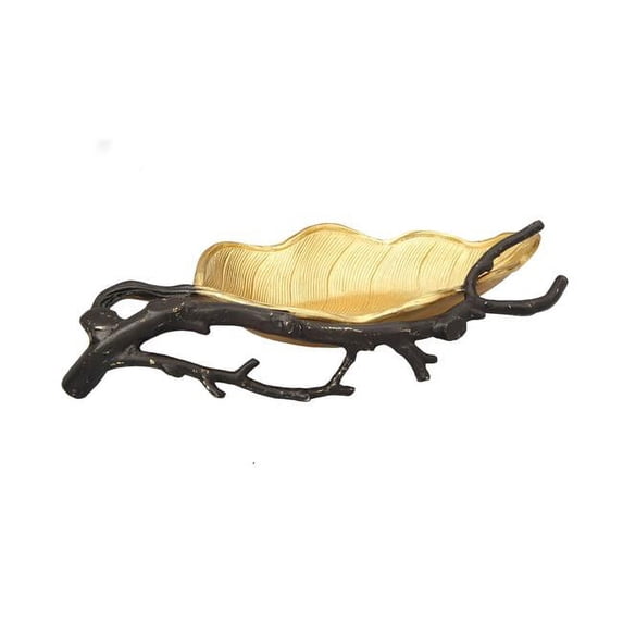 Classic Touch LE1003 Gold Leaf Candy Dish with Black Branch Design