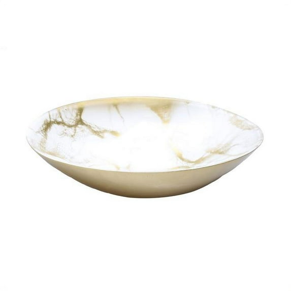 Classic Touch MB1088 8.5 in. Marbleized Oval Bowls, White & Gold - Set of 4