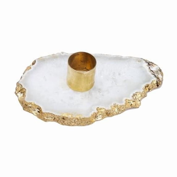 Classic Touch MCCH045 Flat Agate Stone Candle Holder - 4 x 1 in.