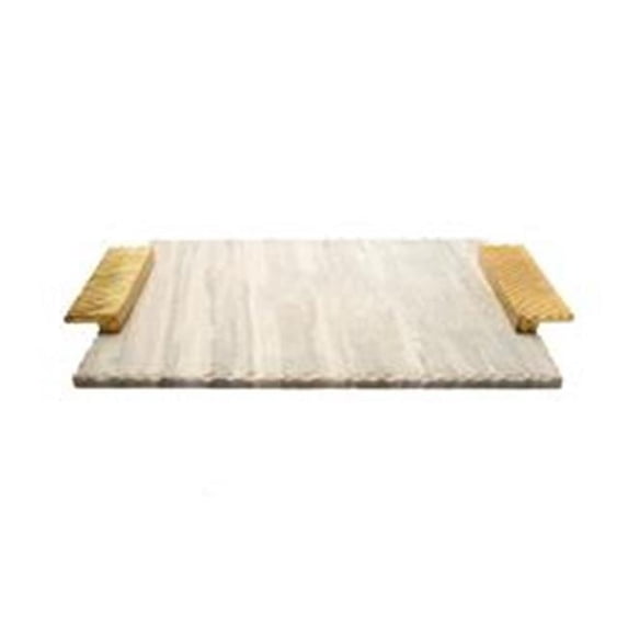 Classic Touch MCT042 Grey Marble Challah Tray with Gold Embossed Handles - 16 x 11 in.