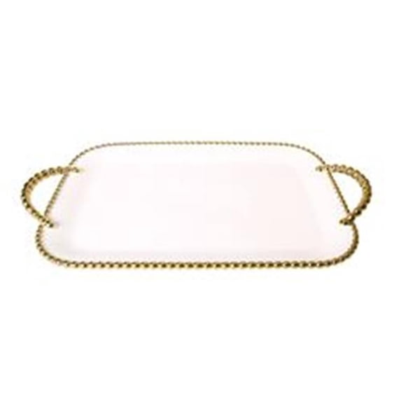 Classic Touch Porcelain White Plates with Gold Beaded Design