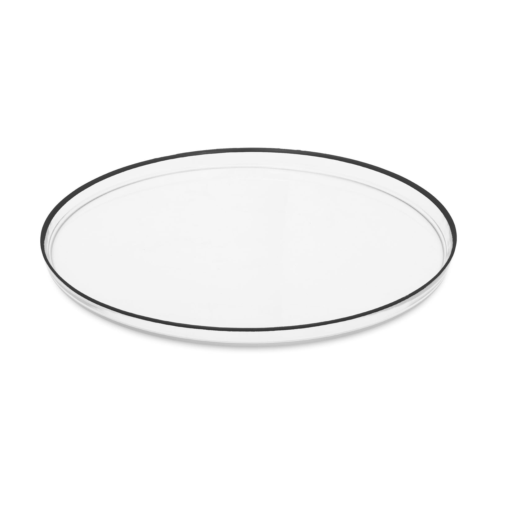Clear Glass Charger Plates with Black Rim, Set of 4