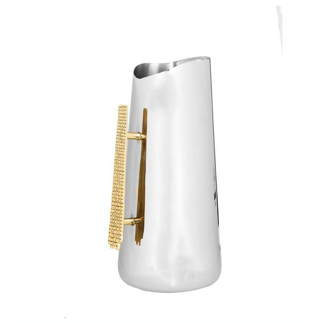 Elegant Silver Pitcher with Gold Mosaic Handle, 10-inch