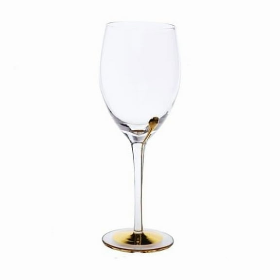 Classic Touch WIG1047 Textured Wine Glasses with Gold Stem & Rim, Set of 6