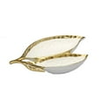 thumbnail image 1 of Classic Touch WPL560 Porcelain Leaf Relish Dish with Gold Rim, White, 1 of 1