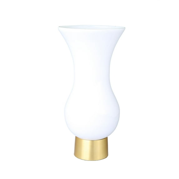 Classic Touch White S-Shaped Glass Vase With Gold Base - 6"D X 11.5"H