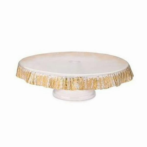 Classic Touch decor 12 in. Scalloped Cake Stand with Gold