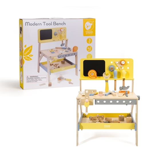 Classic Toy Wood Workbench with Tools for Ages 3 Years and up
