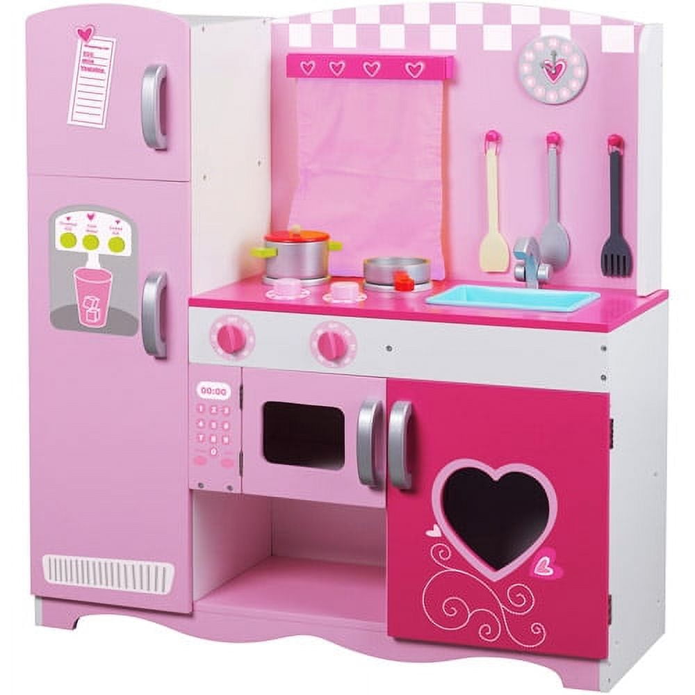 Play kitchen pink vintage - Retro Pink wooden toy kitchen for kids -  KinderSpell ®