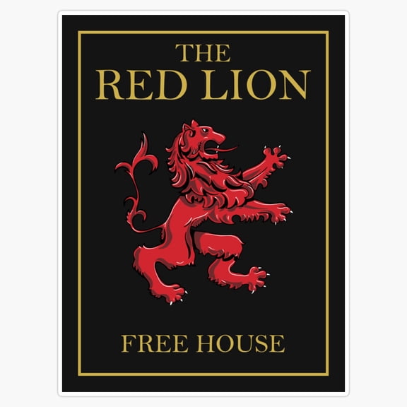 Classic Traditional British Pub Red Lion Shield Crest Tavern Hospitality Sign Decal For Luggage Sticker