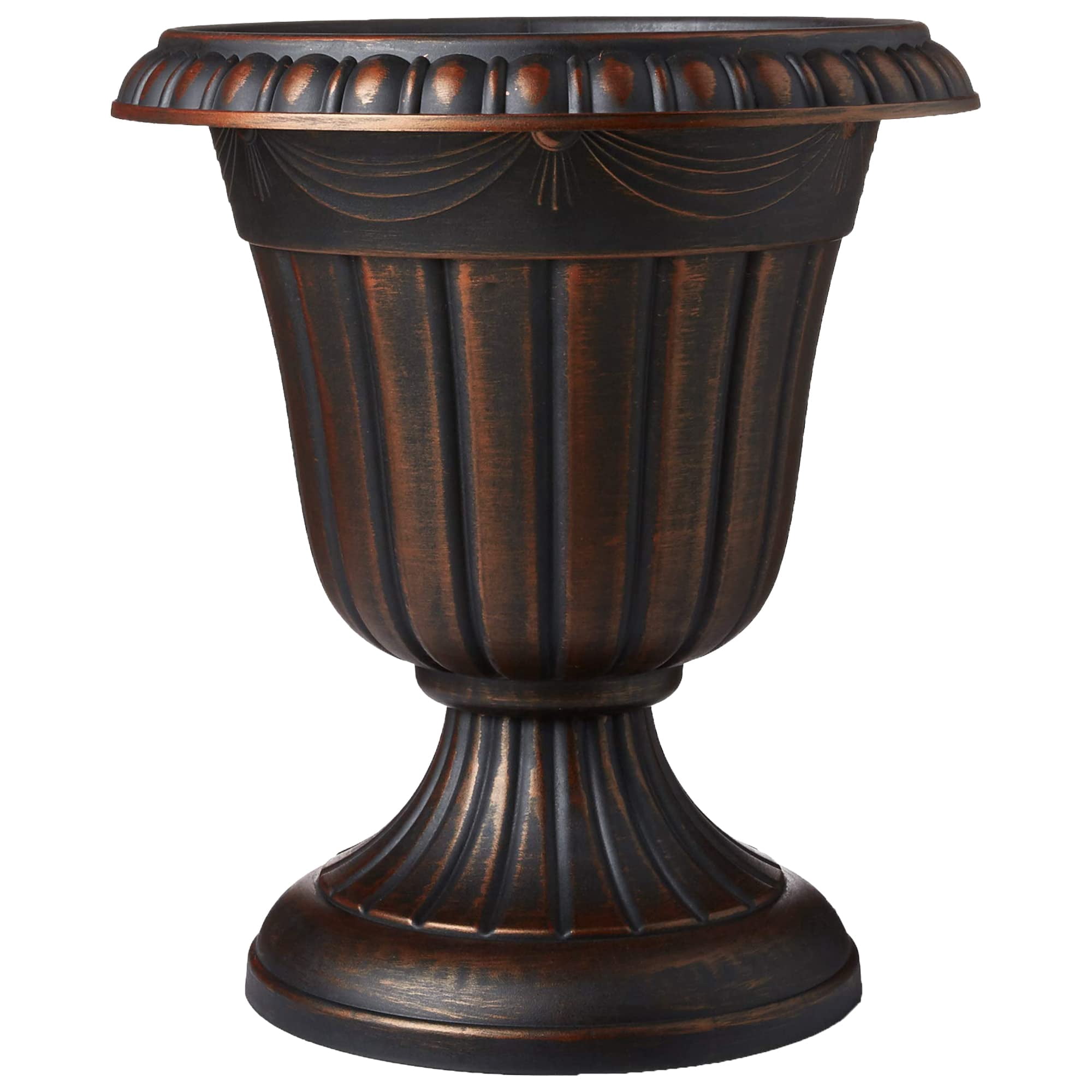 Classic Traditional Plastic Urn Planter Indoor Outdoor Garden Decor Flower Pot Vase 10x12 Black