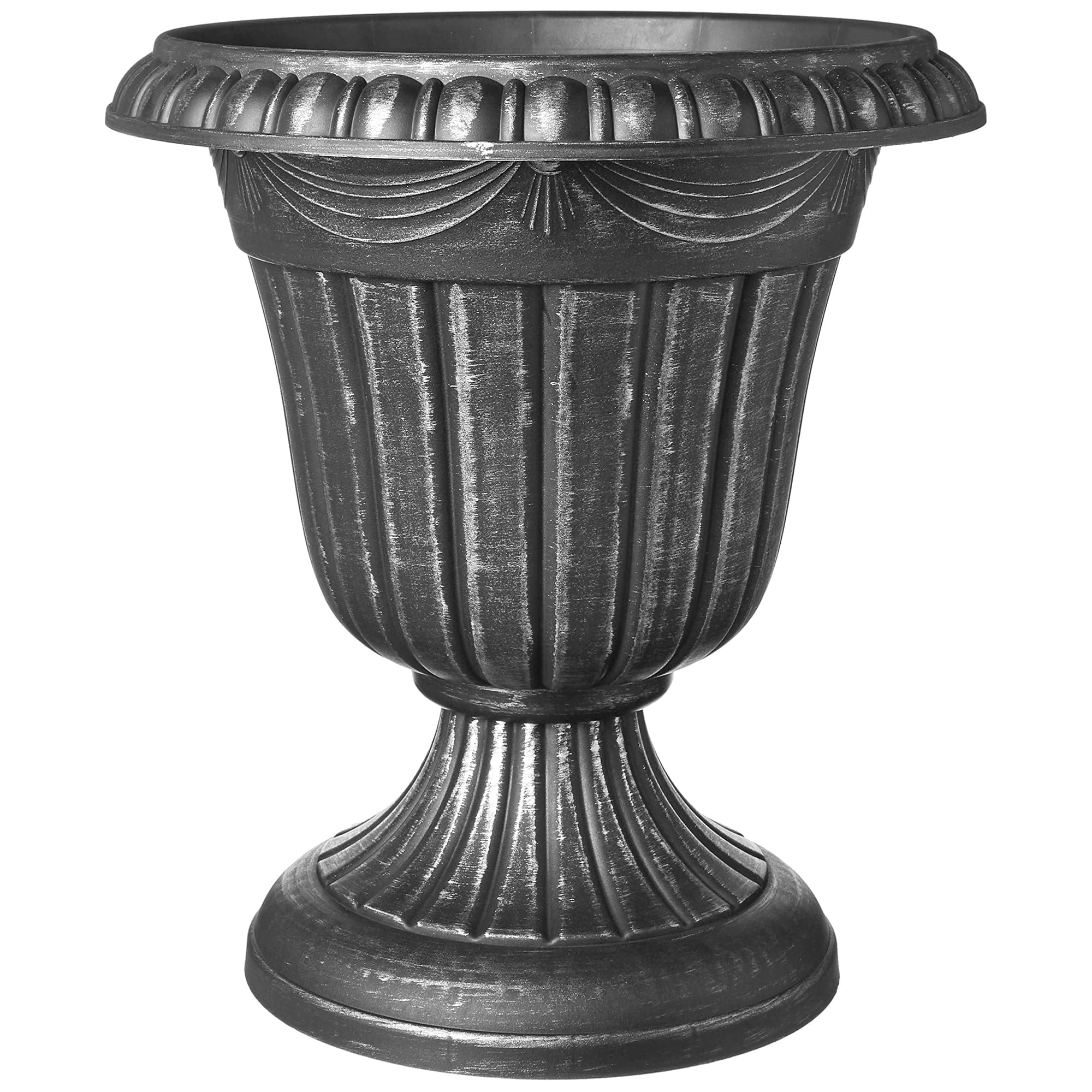 Classic Traditional Plastic Urn Planter Indoor Outdoor Garden Decor Flower Pot Vase 10x12 Black