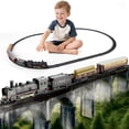 thumbnail image 1 of Classic Model Train Set w/ Light & Sound, Train Toy with Locomotive, Cargo Cars & Tracks, Birthday Gift for Boys and Girls, 1 of 7