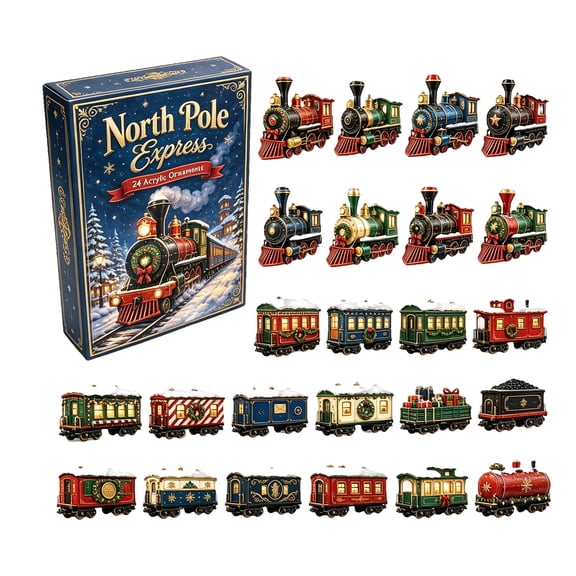 Classic Trains Advent Calendar 2026 24 Days 2D Acrylic Railway Vehicle & Mini Train Christmas Countdown Gifts for Train Lovers