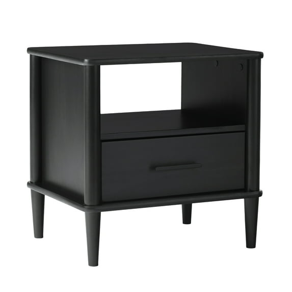 Classic Transition Solid Pine Nightstand in Black Perfect for Your Bedroom or Living Space