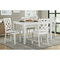 thumbnail image 1 of Classic Transitional 5pc Dining Table, Simple and Generous Solid Wood Dining Table, Four Side Chairs Set Lattice Back Pattern, White, 1 of 9