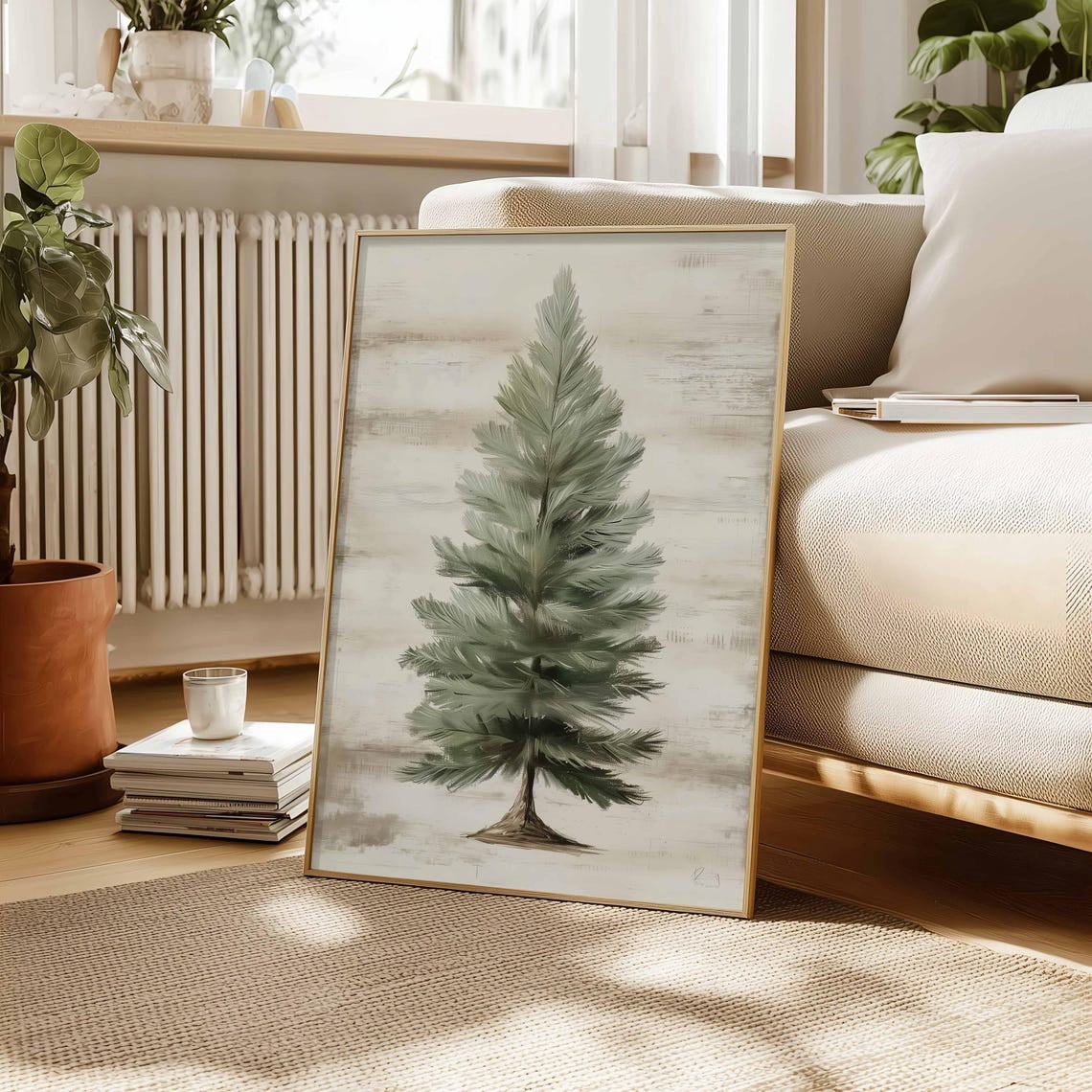 Classic Tree Print Vintage Farmhouse Decor Cozy Winter Pine Tree Wall ...