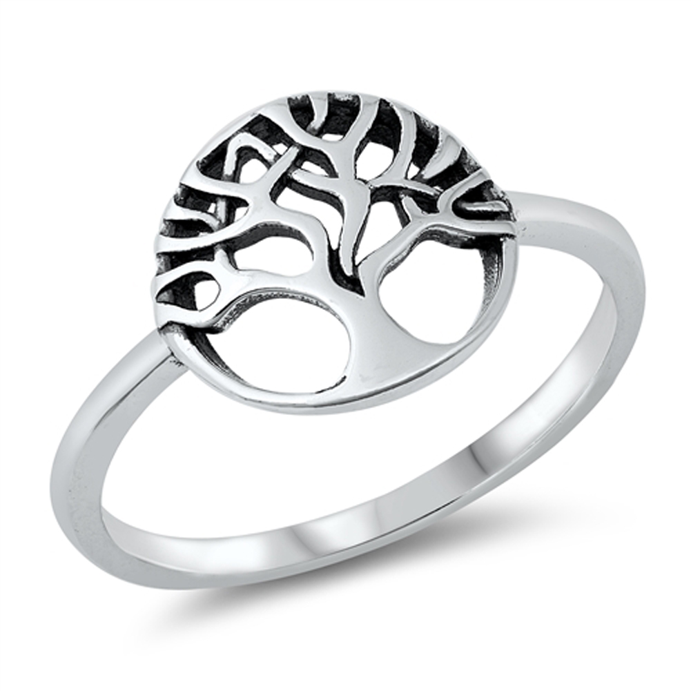 Classic Tree of Life Ring .925 Sterling Silver Band Jewelry Female Male ...