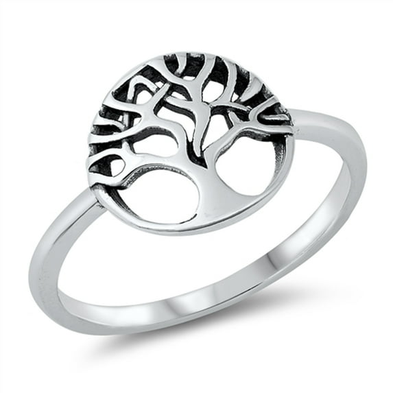 Classic Tree of Life Ring .925 Sterling Silver Band Jewelry Female Male Unisex Size 9
