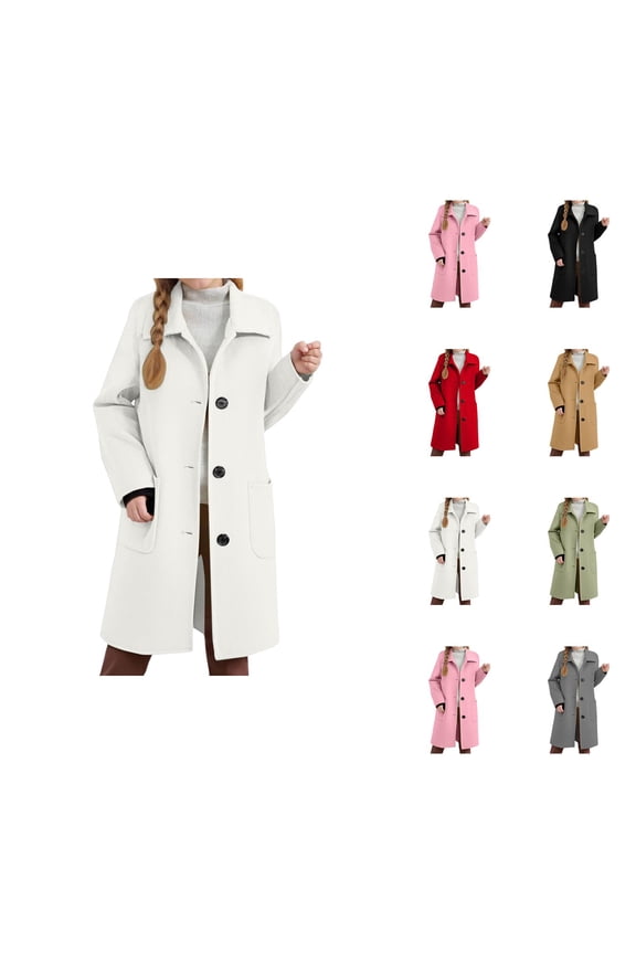 Classic Trench Coat for Girls â Long Wool-Blend Outerwear with Lapel Collar, Single- Closure, Functional Pockets, Timeless Style for School & Casual Wear