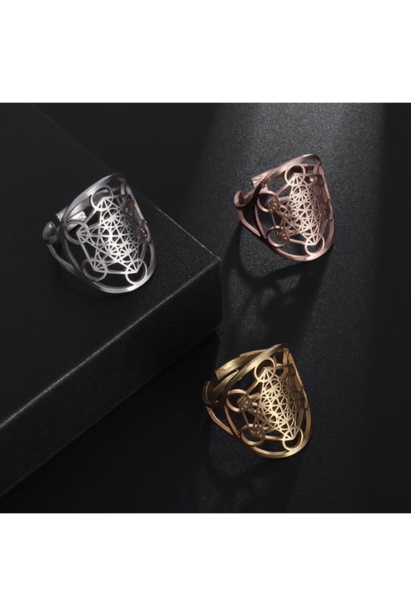 Classic Trend Irish Kate Knot Regular Steel Hollow Geometric Stainless Open Ring for Women Banquet Daily Punk Jewelry Gift