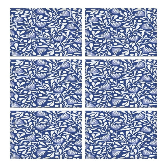 Classic Tribal Artistic Flax Placemats Set of 6, 12x18 Inch Boho Rustic Vintage Style Table Mats, Washable Earthy Ethnic Decor for Dining Table or Kitchen