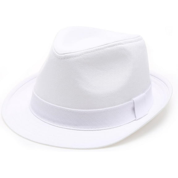 Classic Trilby Short Brim 100% Cotton Twill Fedora Hat With Band Unisex