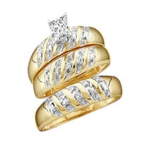 Classic Trio Married Rings 1 Carat Princess Cut Diamond on Gold