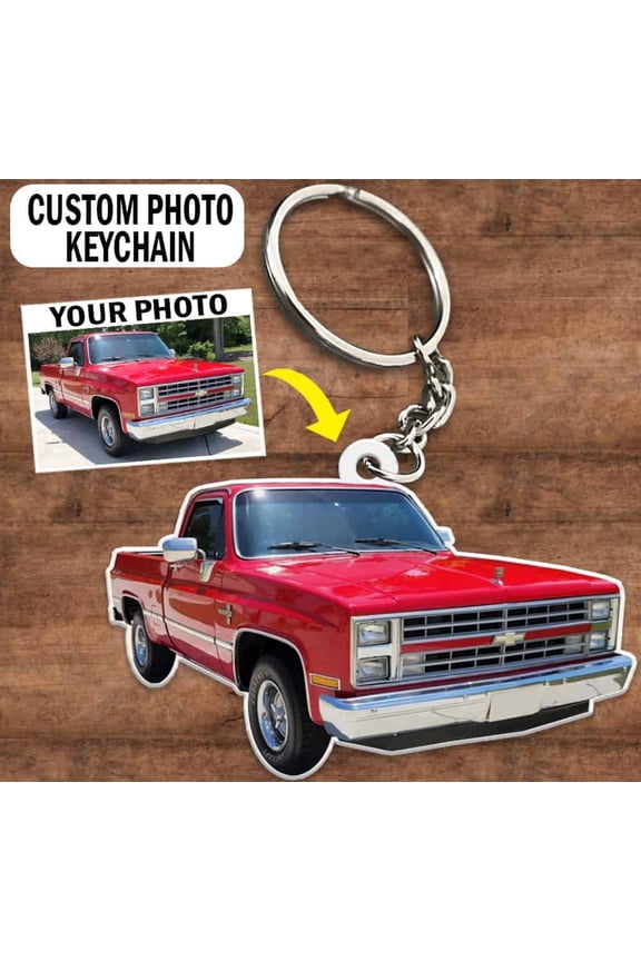 Classic Truck Personalized Keychain, Pickup Truck custom photo keychain, Funny gift for Pickup Truck guys