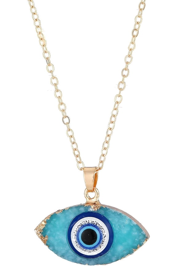 Classic Turkish Evil Eye Necklace Imitated Druzy Pendant Gold Plated Faith Protection Lucky Jewelry For Women Party Special Days[Z4384]