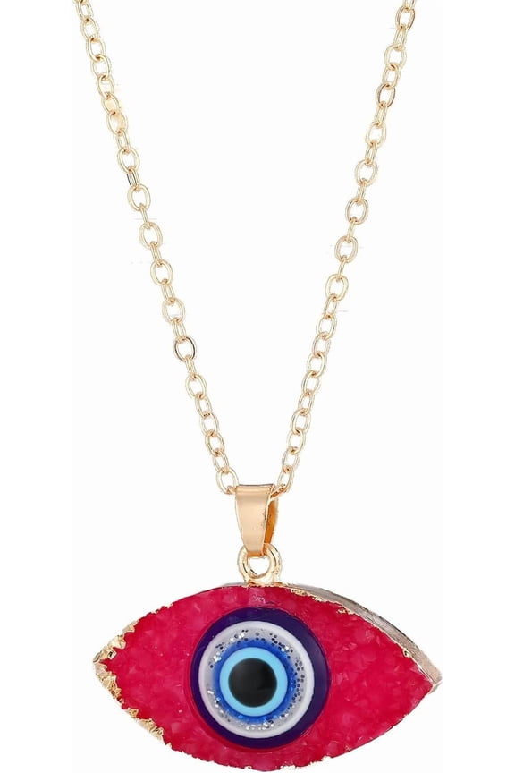 Classic Turkish Evil Eye Necklace Imitated Druzy Pendant Gold Plated Faith Protection Lucky Jewelry For Women Party Special Days[Z4389]