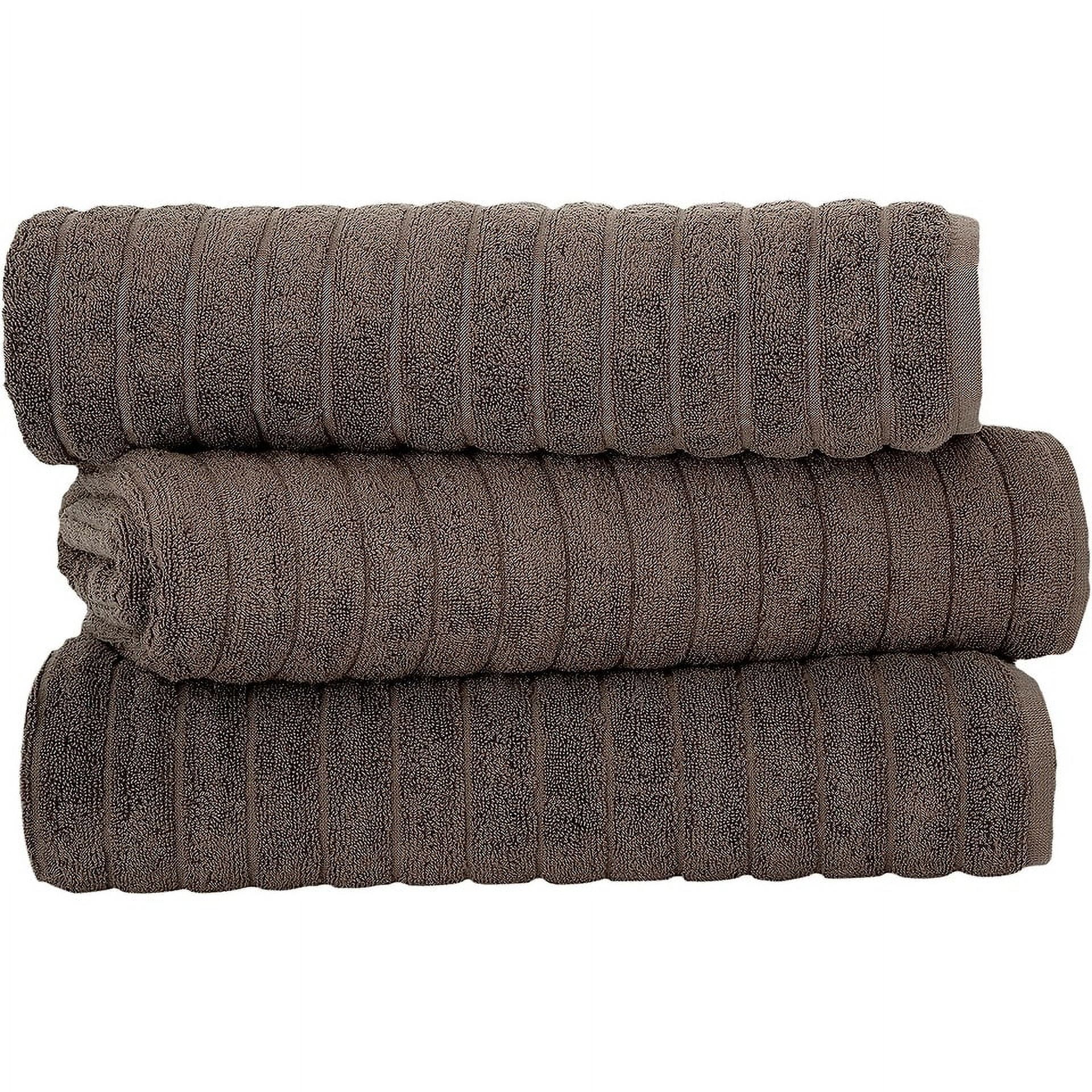 Classic Turkish Towel s Plush Ribbed Cotton Luxurious Bath Sheets (Set of  3) 40x65 - 40x65 Grey