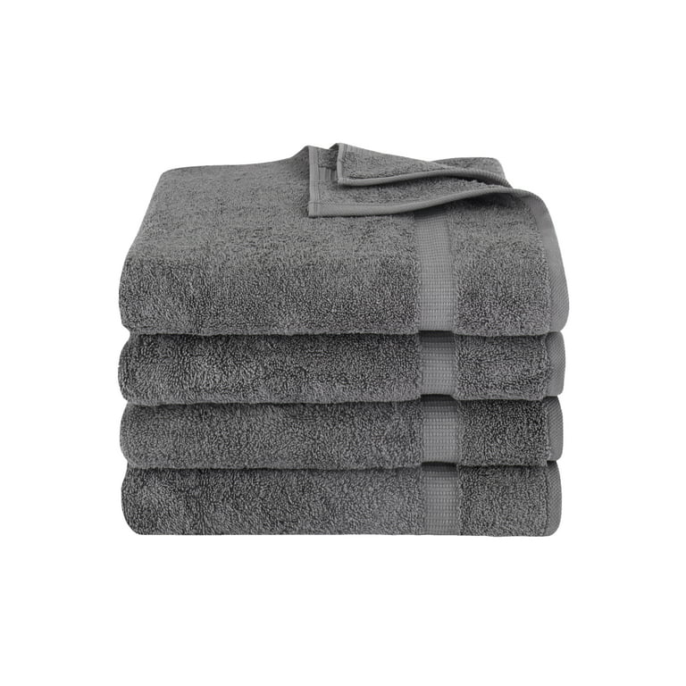 Classic Turkish Towels 4 Piece Solid Print Cotton Bath Towel Collection,  Gray 