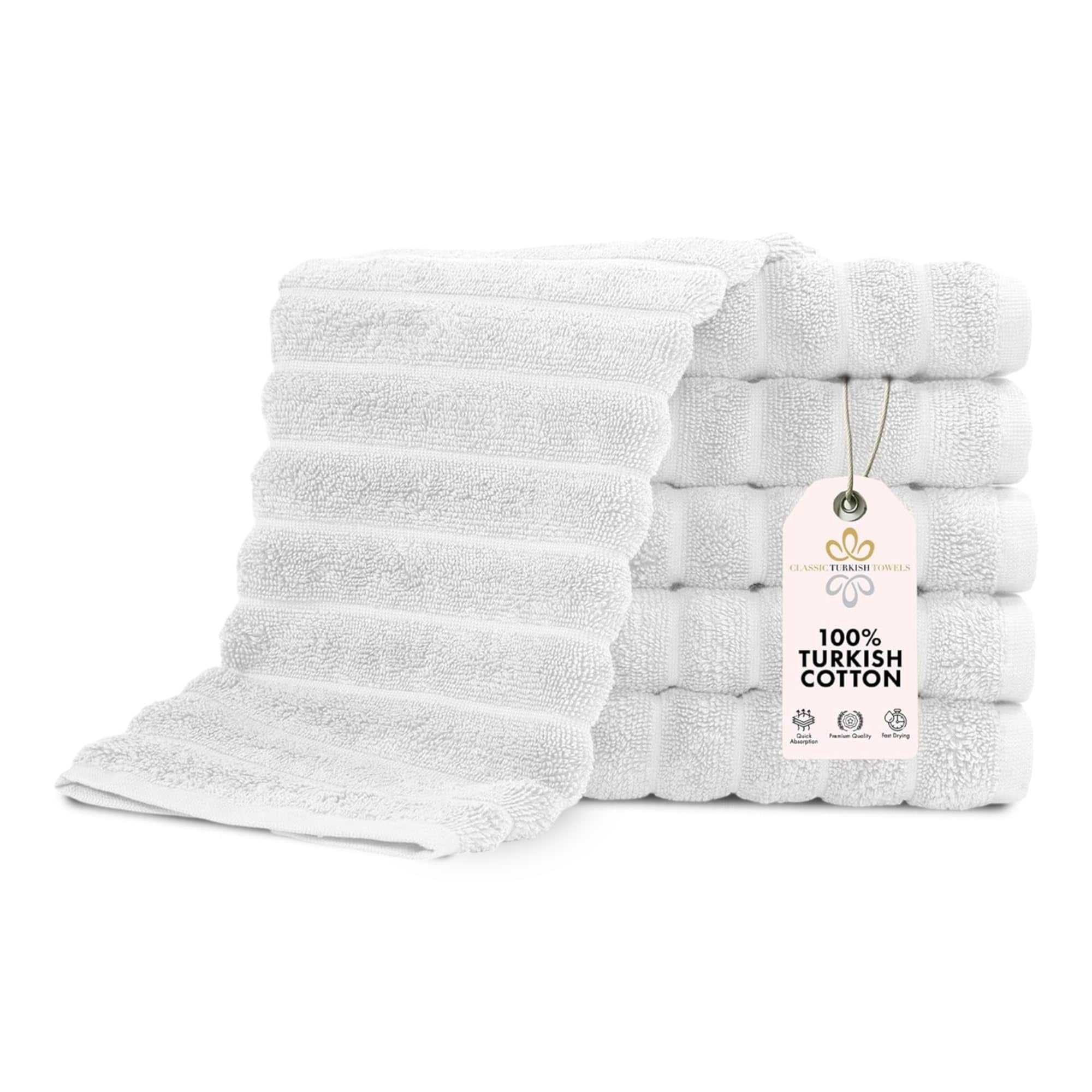 Classic Turkish Towels CTT Luxury Hand Towels for Bathroom Set of 4, 100% Turkish Cotton, Quick Dry & Comfy Towels for Hotel & Spa, Highly Absorbent | 20"x32" (Platinum)
