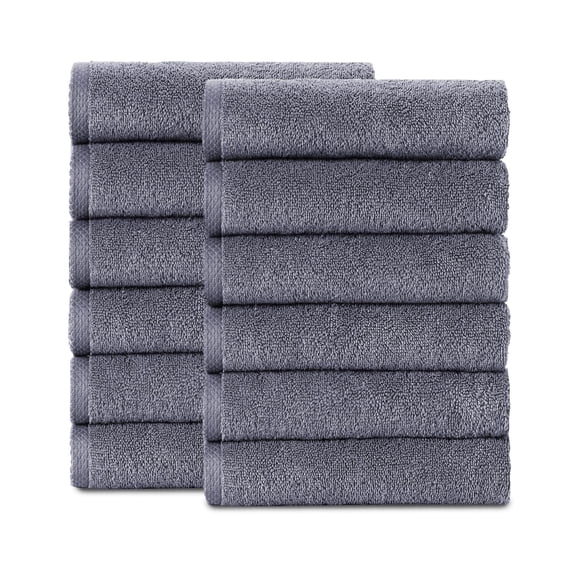 Classic Turkish Towels CTT Luxury Turkish Washcloths for Your Body - 12 Piece Set of Face Towels for Drying Face, Made with 100% Turkish Cotton, Absorbent & Comfy | 12"x12" (Grey)