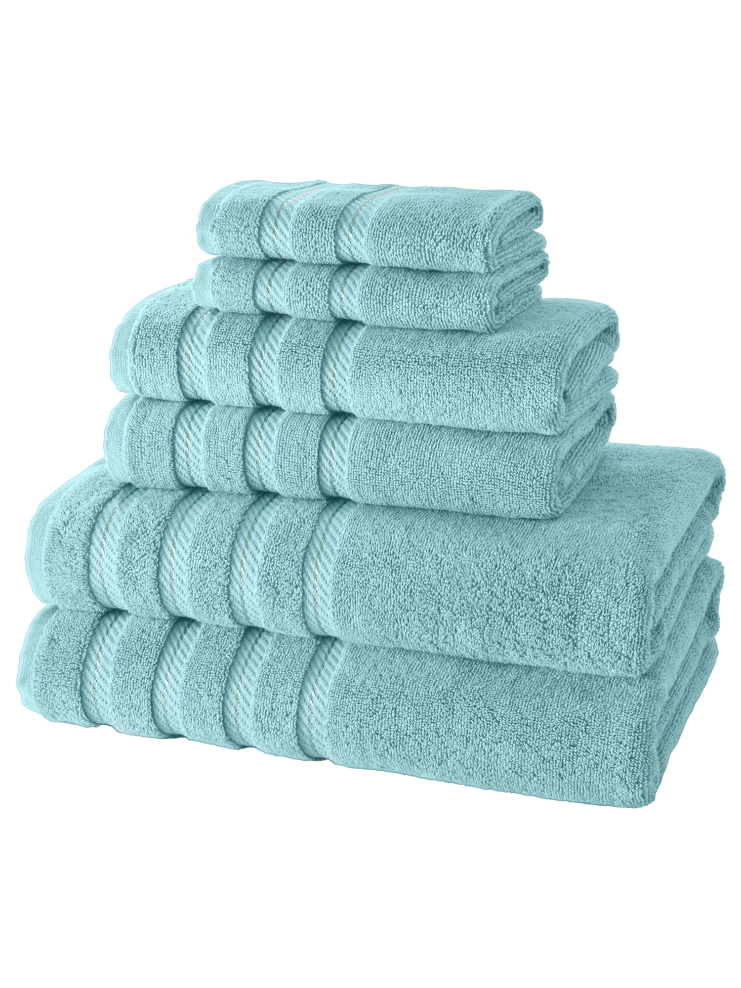 Classic Turkish Towels Genuine Cotton Soft Absorbent Lubbock 6 Piece Set  With 2 Bath Towels, 2