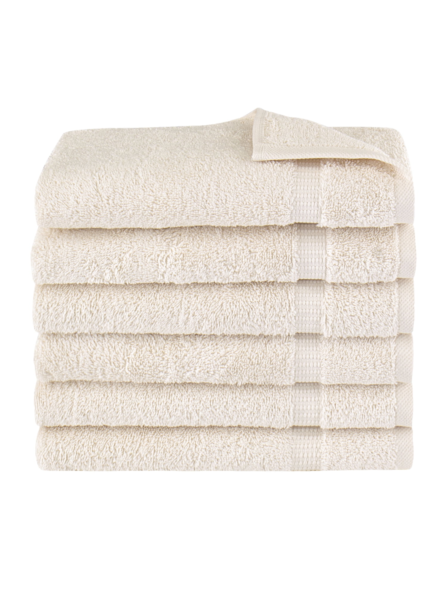 Classic Turkish Towels Royal Turkish Towels Villa Collection Hand Towel Pack of 6 Ivory, Size: 16 x 30, Beige