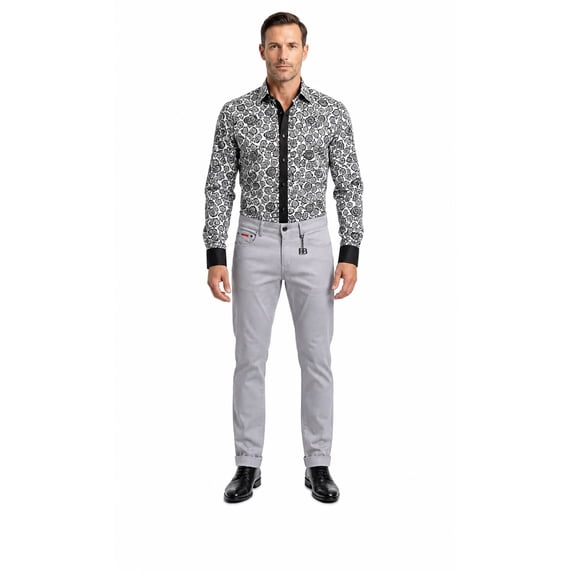 Classic Twill Five-Pocket Pants for Men - GREY, 36