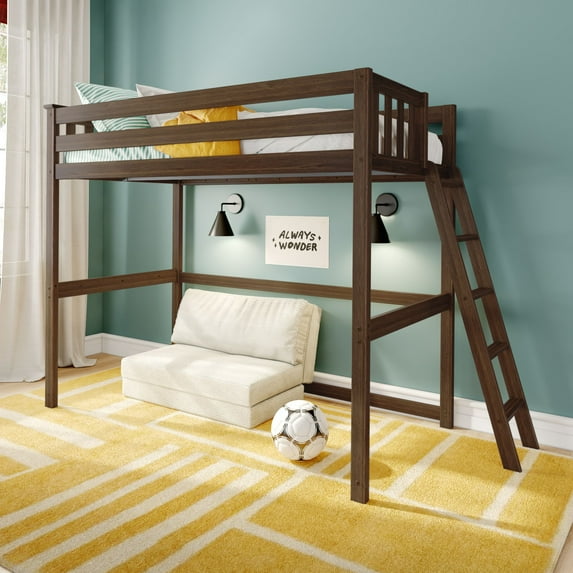 Classic Twin High Loft with Ladder on End, Walnut