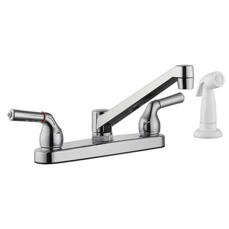 Classic Two Handle Chrome Kitchen Faucet with Side Sprayer Included