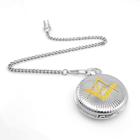 Classic Two Tone Masonic Compass Square Pattern Watch Pocket Watch
