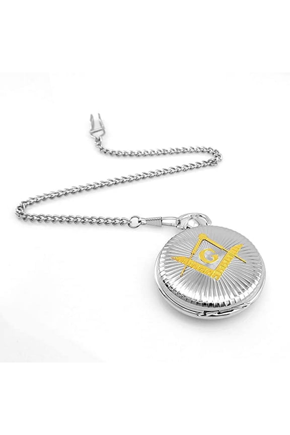 Classic Two Tone Masonic Compass Square Pattern Watch Pocket Watch