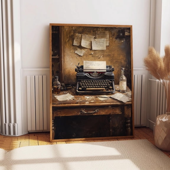 Classic Typewriter Wall Art Vintage Library Book Art Old World Charm Art Book Lovers