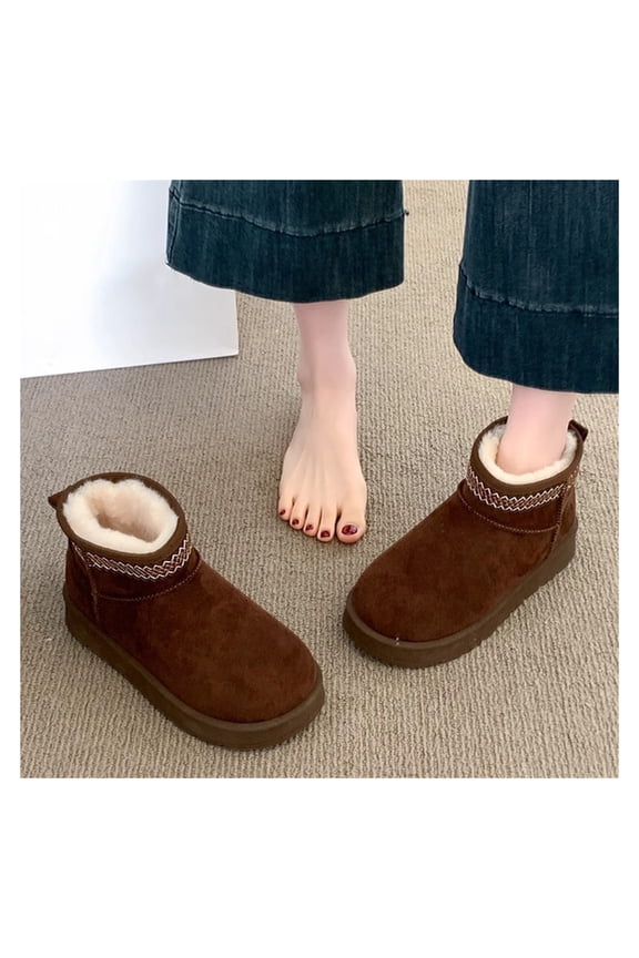 Classic Ultra Mini Snow Boots,Winter Boots Slippers for Women,Faux Fur Lined Slip On Ankle Winter Booties,Womens Warm No Slip Short Boot